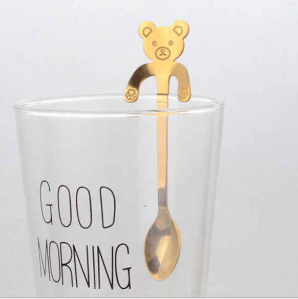 Coffee spoon, 304 creative stainless spoon, dessert spoon, cute cartoonhandle, hangingfeces coffee spoon