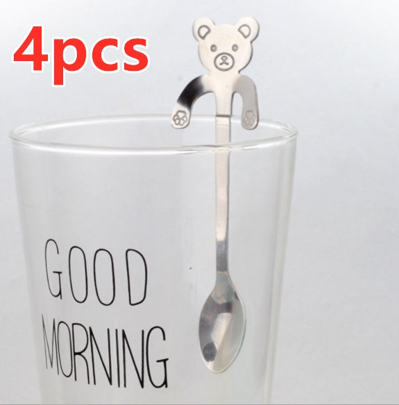 Coffee spoon, 304 creative stainless spoon, dessert spoon, cute cartoonhandle, hangingfeces coffee spoon