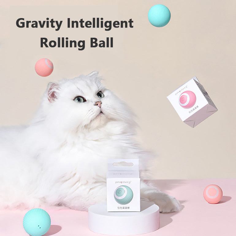 Bola de rolamento inteligente de gravidade de gato provoca brinquedo para animais de estimação bola giratória automática