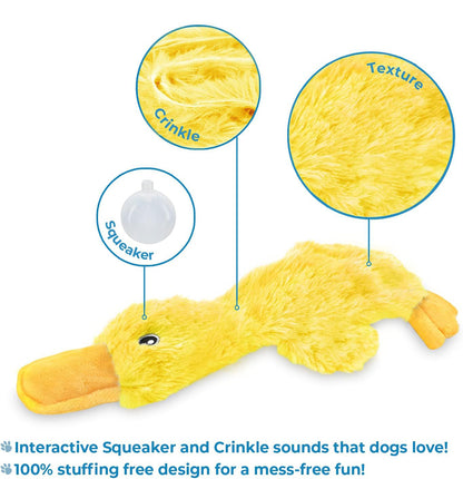 Best Pet Supplies Crinkle Dog Toy For Small Medium And Large Breeds Cute No Stuffing Duck With Soft Squeaker  Fun For Indoor Puppies And Senior Pups Plush No Mess Chew And Play