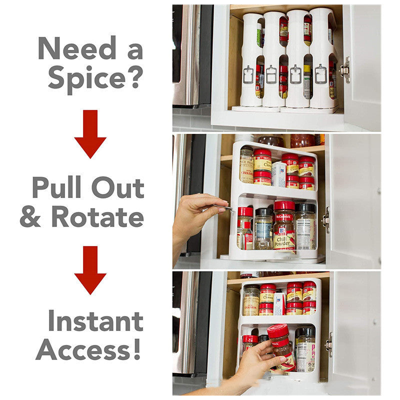 Rack de especiarias de camada dupla para cozinha multifuncional