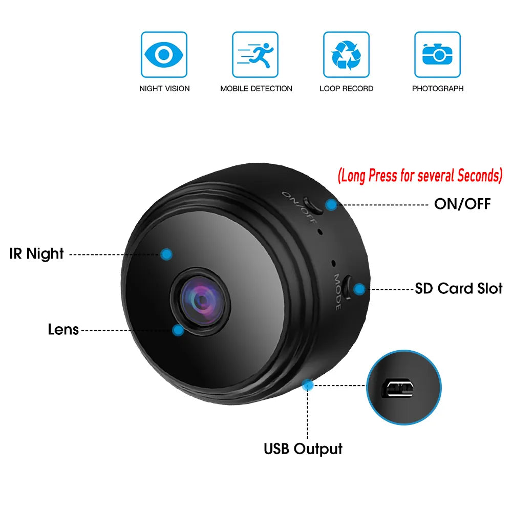 Câmeras de vigilância móveis A9 1080P HD Wifi Mini Camera