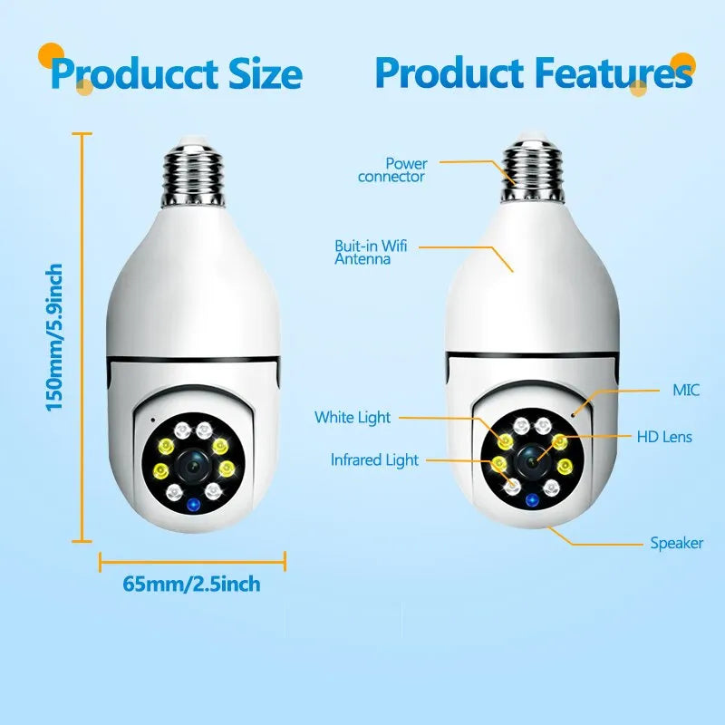 5G Bulb E27 Surveillance Camera Full Color Night Vision